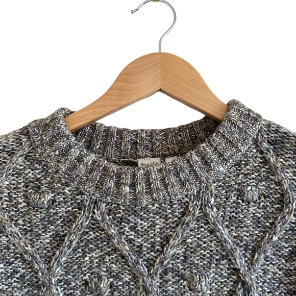 Simon's Cable Knit Medium Tweed Crewneck Sweater - Picture 3 of 8